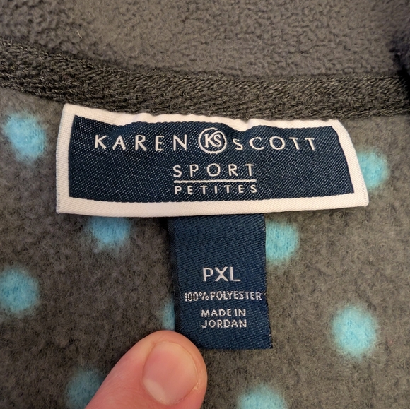 Karen Scott Sport Gray Jacket with Blue Polka Dots - Picture 2 of 2